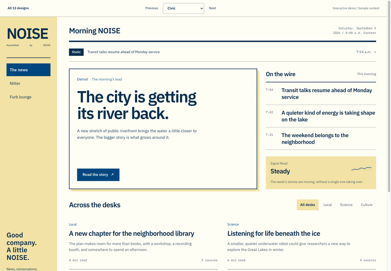 Civic news layout preview