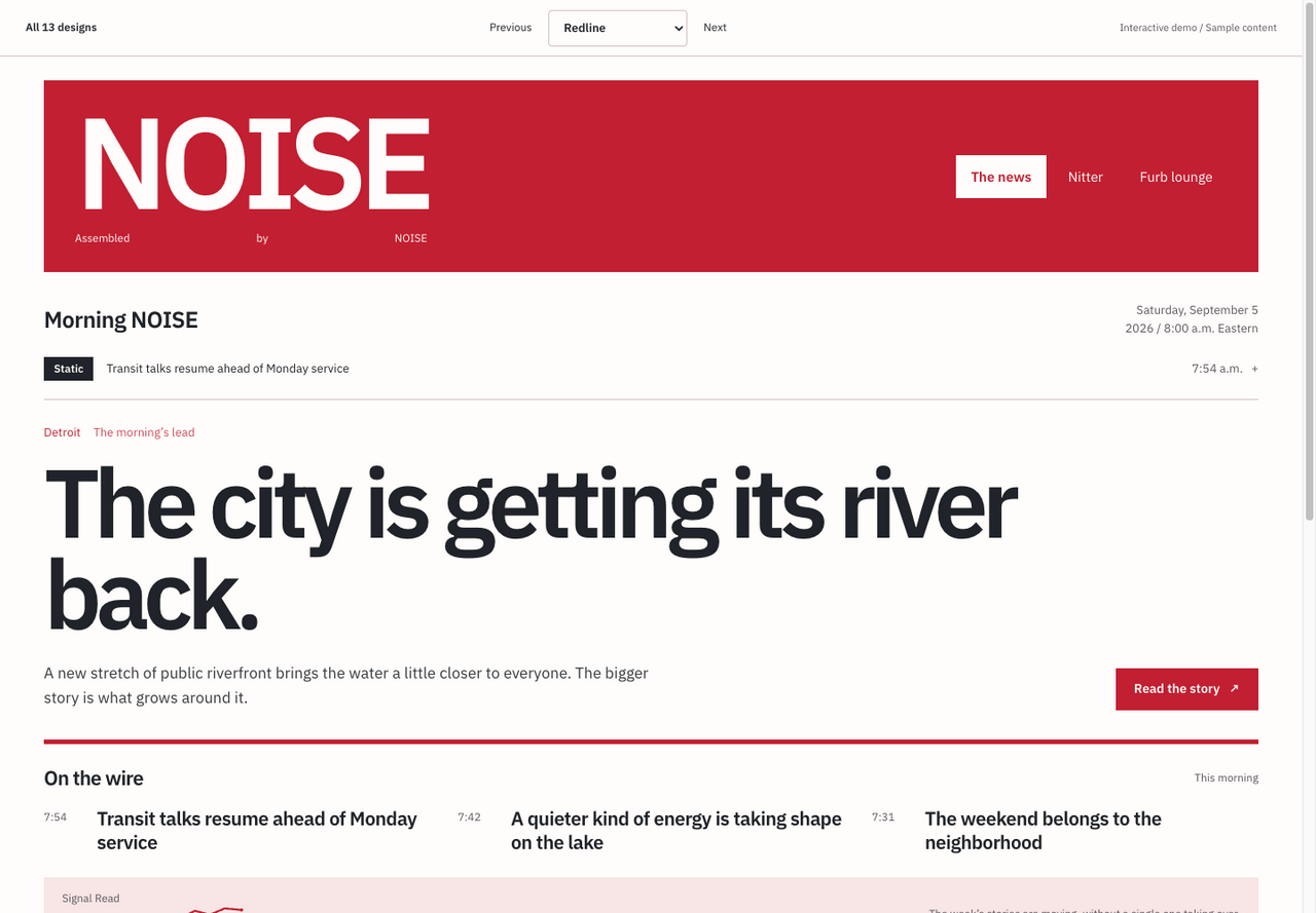 Redline news layout preview
